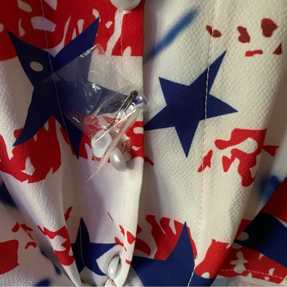 Woman’s Shorts Sleeve Button Down Tie Front Top~Patriot,USA,America,4th July,Etc - Picture 8 of 11
